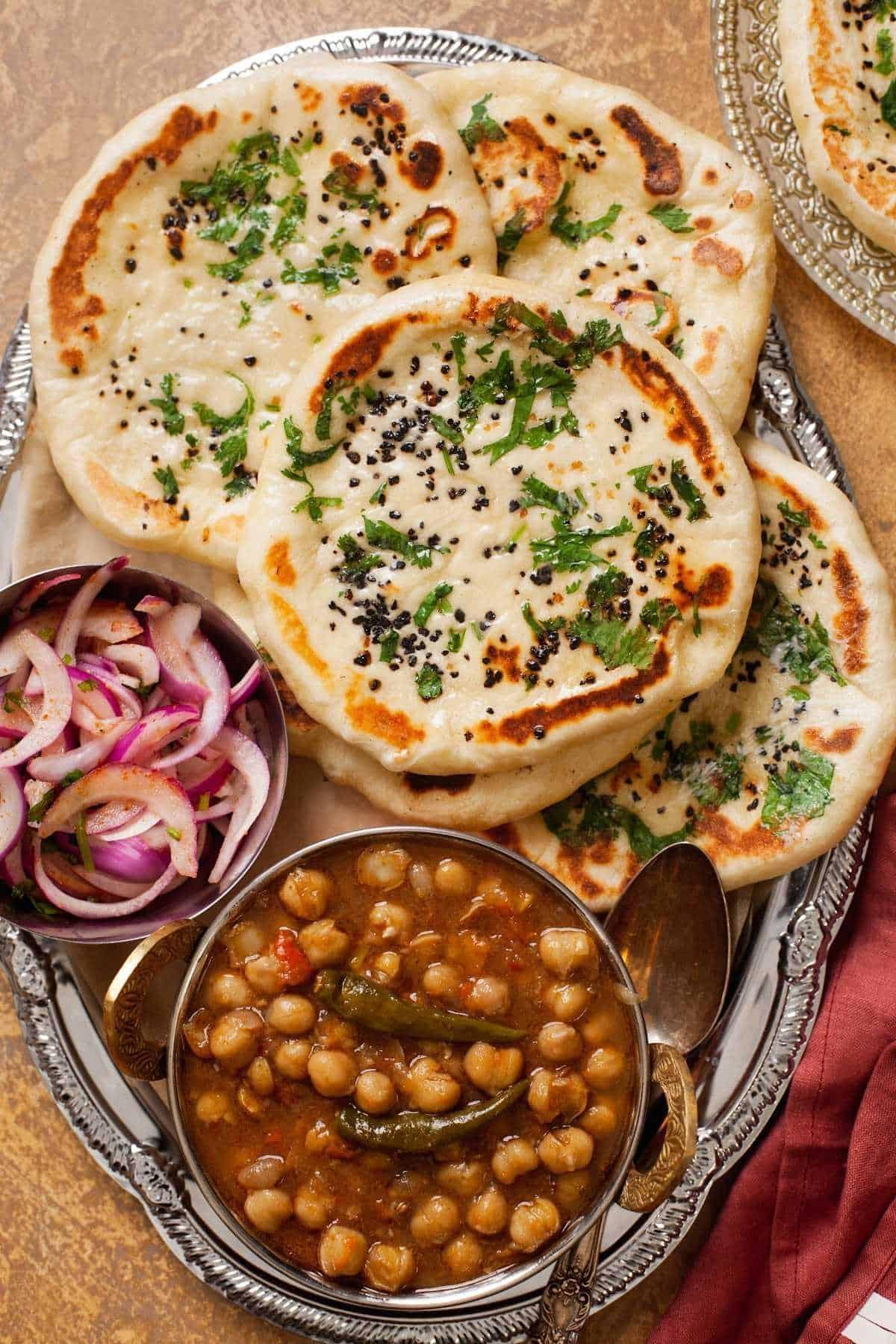 Onion Kulcha with Chole.