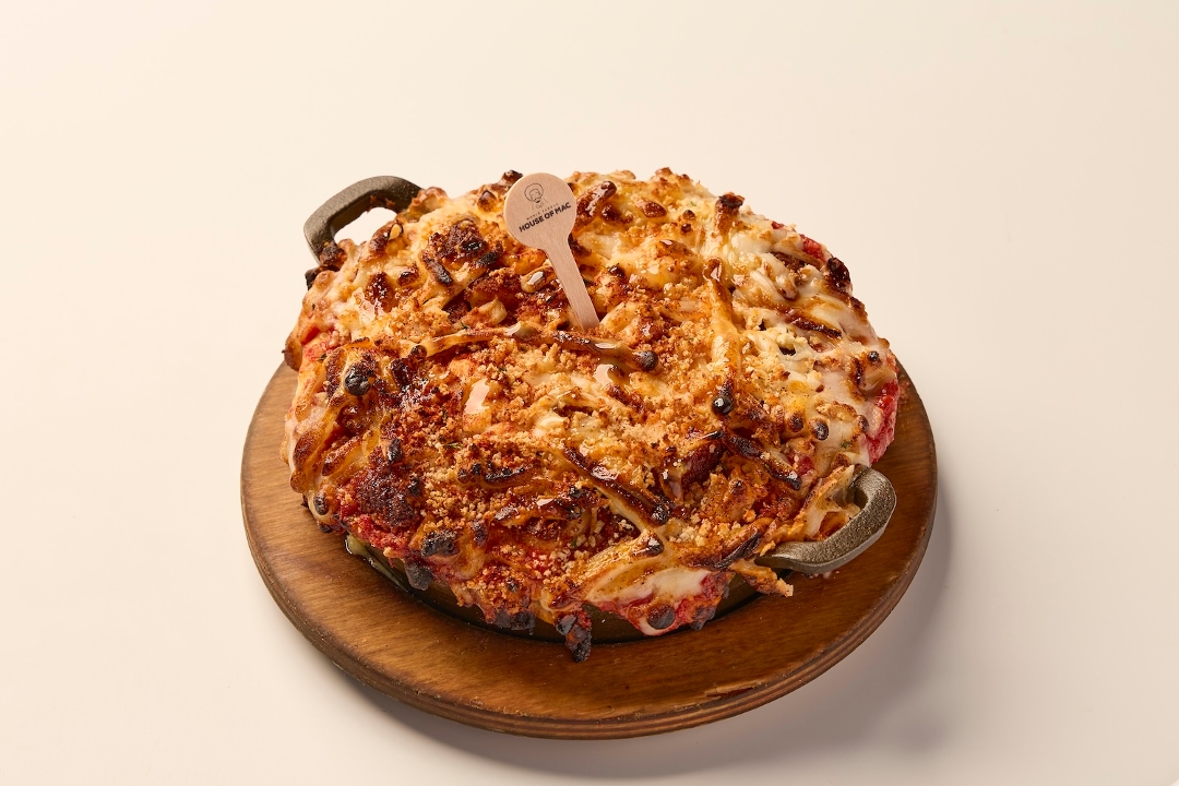 Vegan Chik'n Parmesan Mac & Cheese (Aisha's Plant Based Eatery).