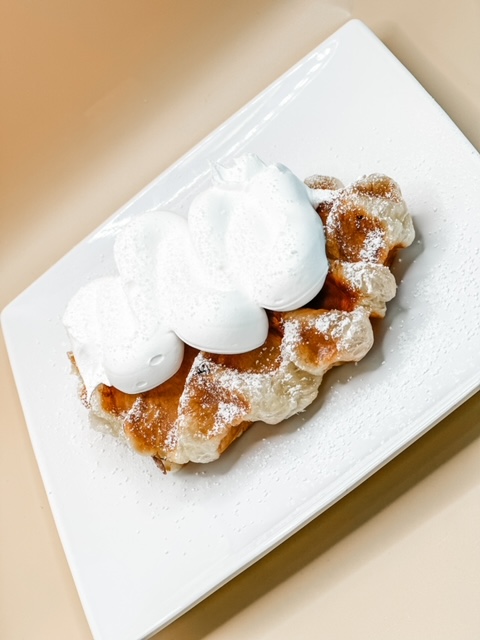 Croffle - Classic Cream & Powdered Sugar.
