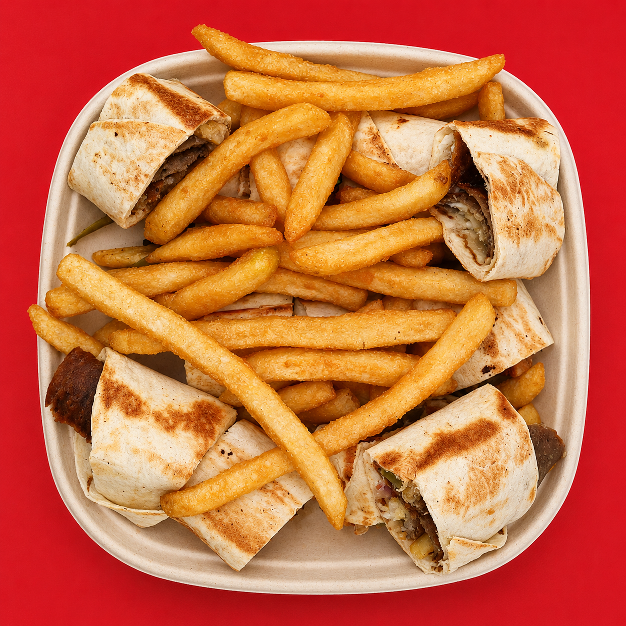 Combo Gyro Arabi Wrap With French Fries.