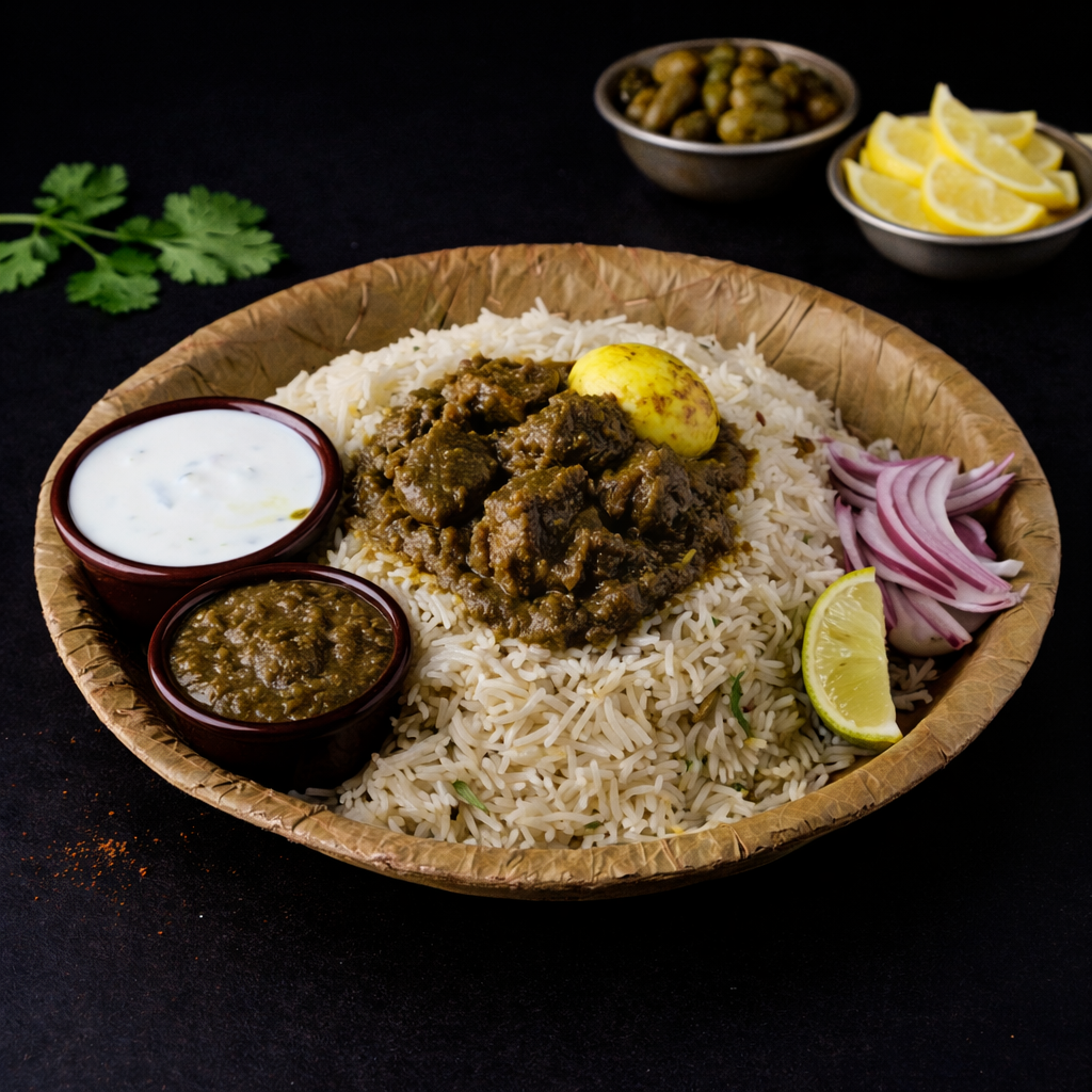 Gongura Goat Pulao (Sorrel Leaf Goat Pulao).