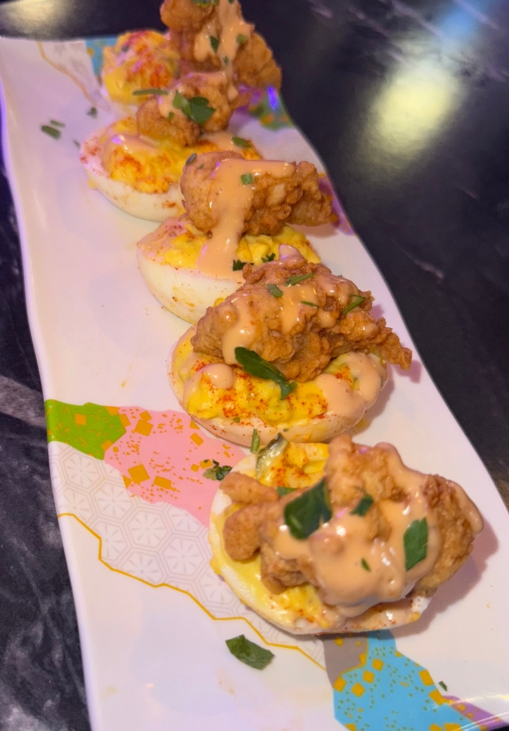 5pc CRISPY LOBSTER DEVILED EGGS.