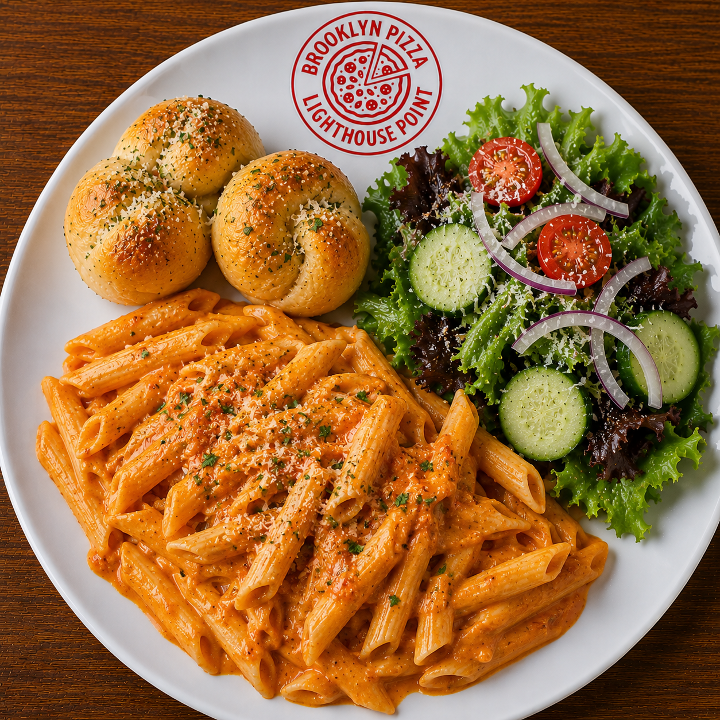 Lunch Penne Vodka (2 Garlic Knots + Side Salad).