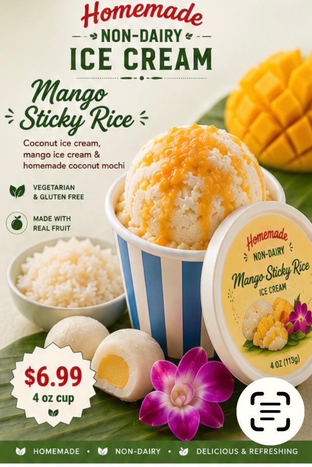 # (Homemade) Mango Sticky Rice Ice Cream (4 oz.).