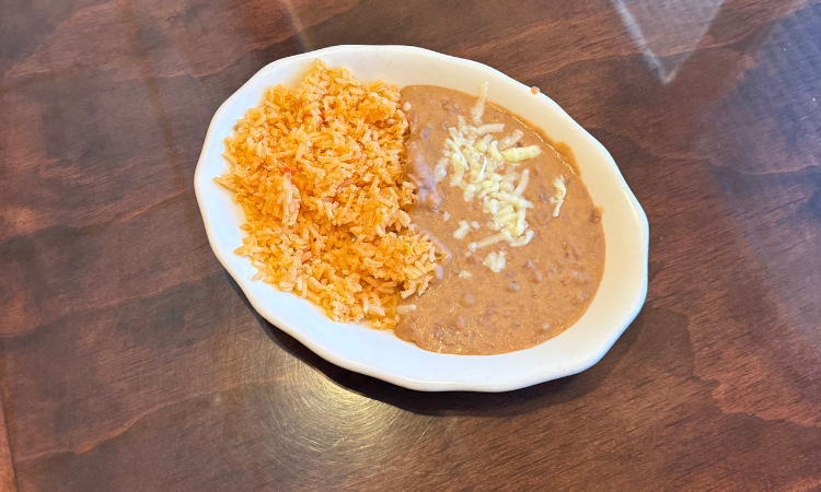Rice & refried beans.