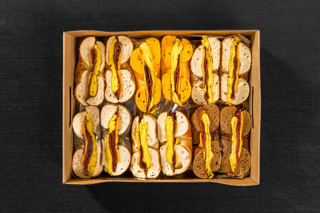 BACON, EGG & CHEESE BOX (12 Sandwiches).