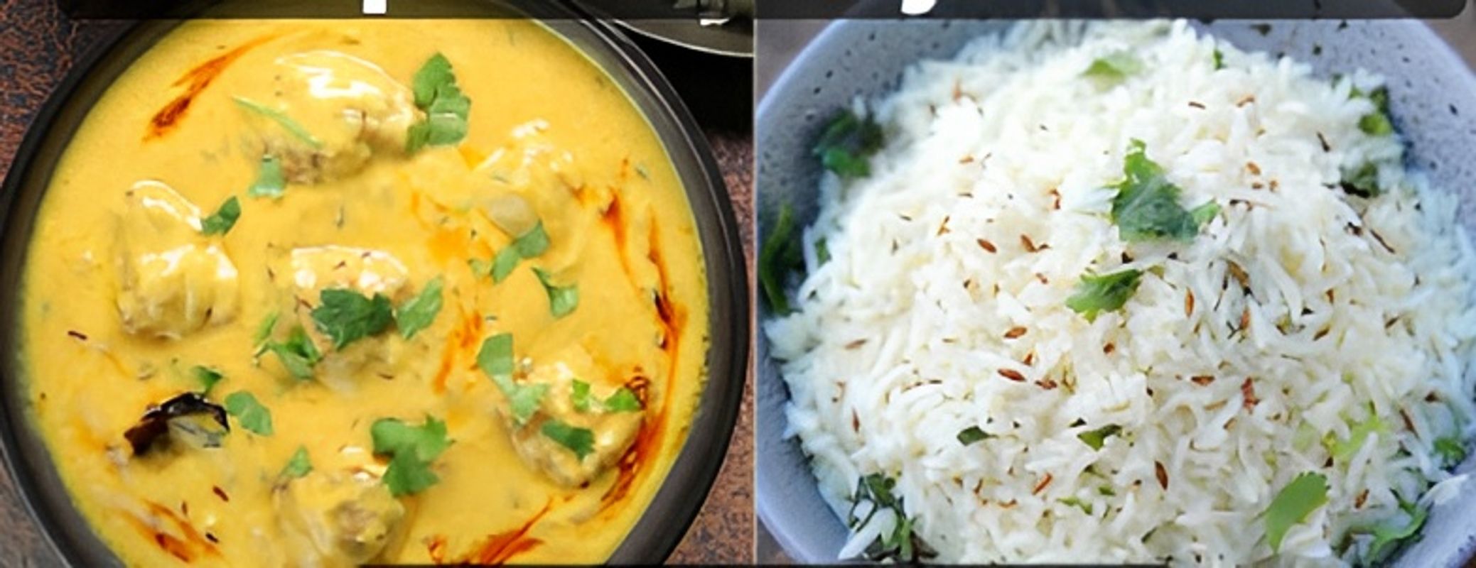 Punjabi kadhi and Chawal.