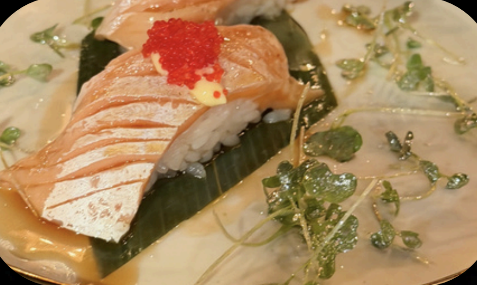 Special Nigiri: Golden Salmon.