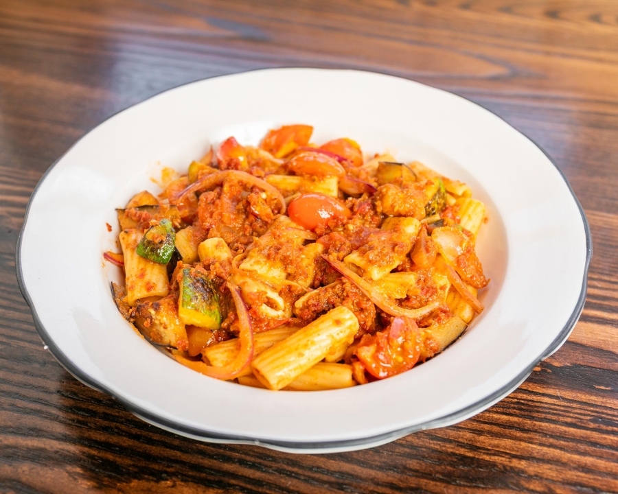 Rigatoni al Pesto with Veggies.