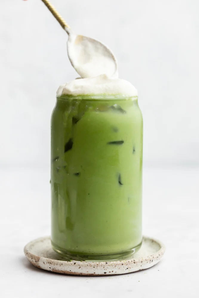 Matcha Latte w/Sweet Cream.