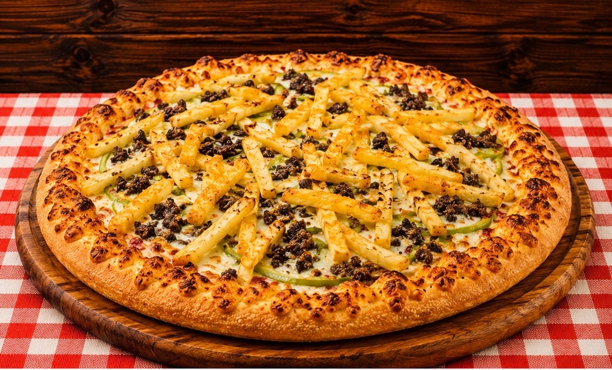 Small Cheeseburger & Fries Pizza 10 (Greek Style).