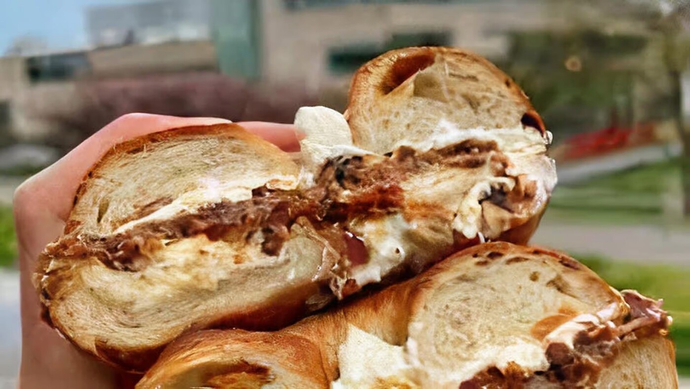 Bagel with Cream Cheese & BACON~~~.