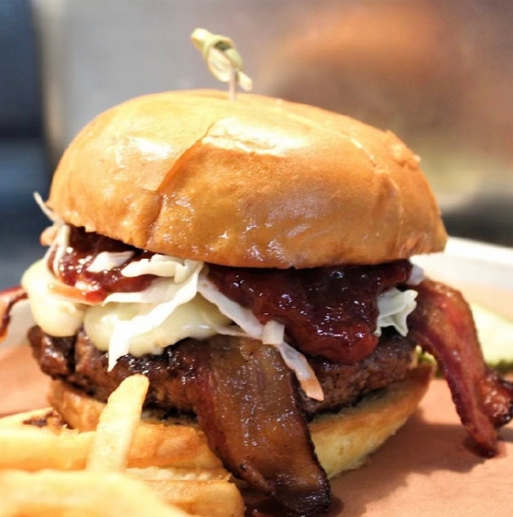 Cranberry Bacon Brie Burger.