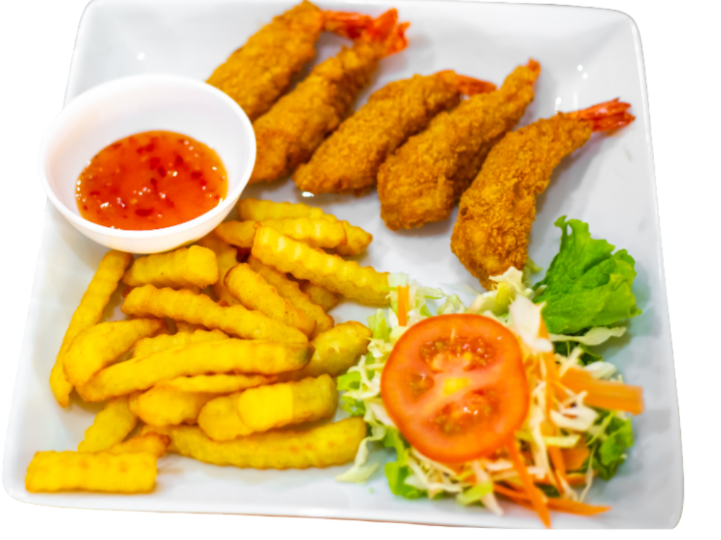 8 Fried Shrimp w/ Hand-cut Fries.