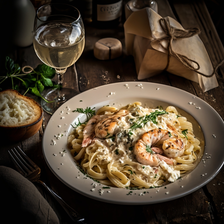 Chicken & Shrimp Alfredo.