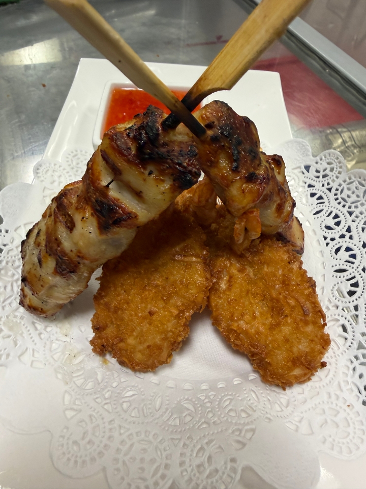 Chicken and Shrimp Skewers.