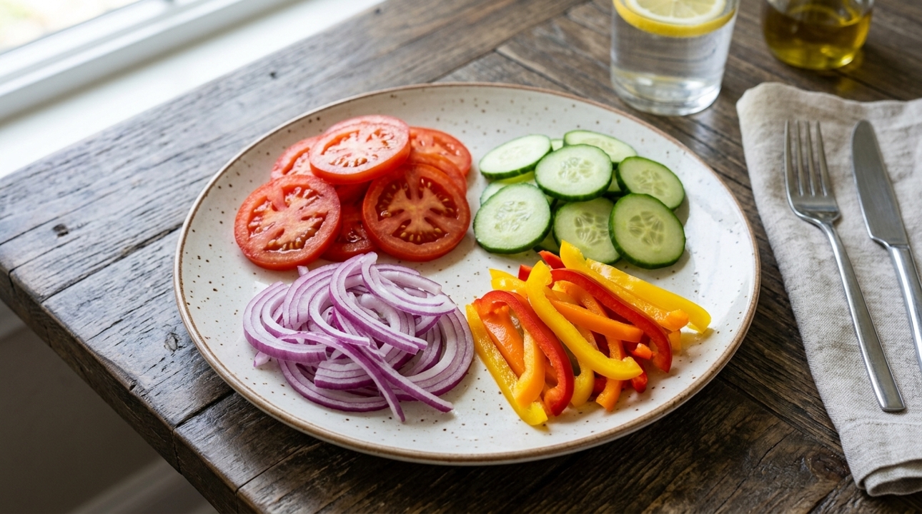 SLICED VEGGIE PLATE.