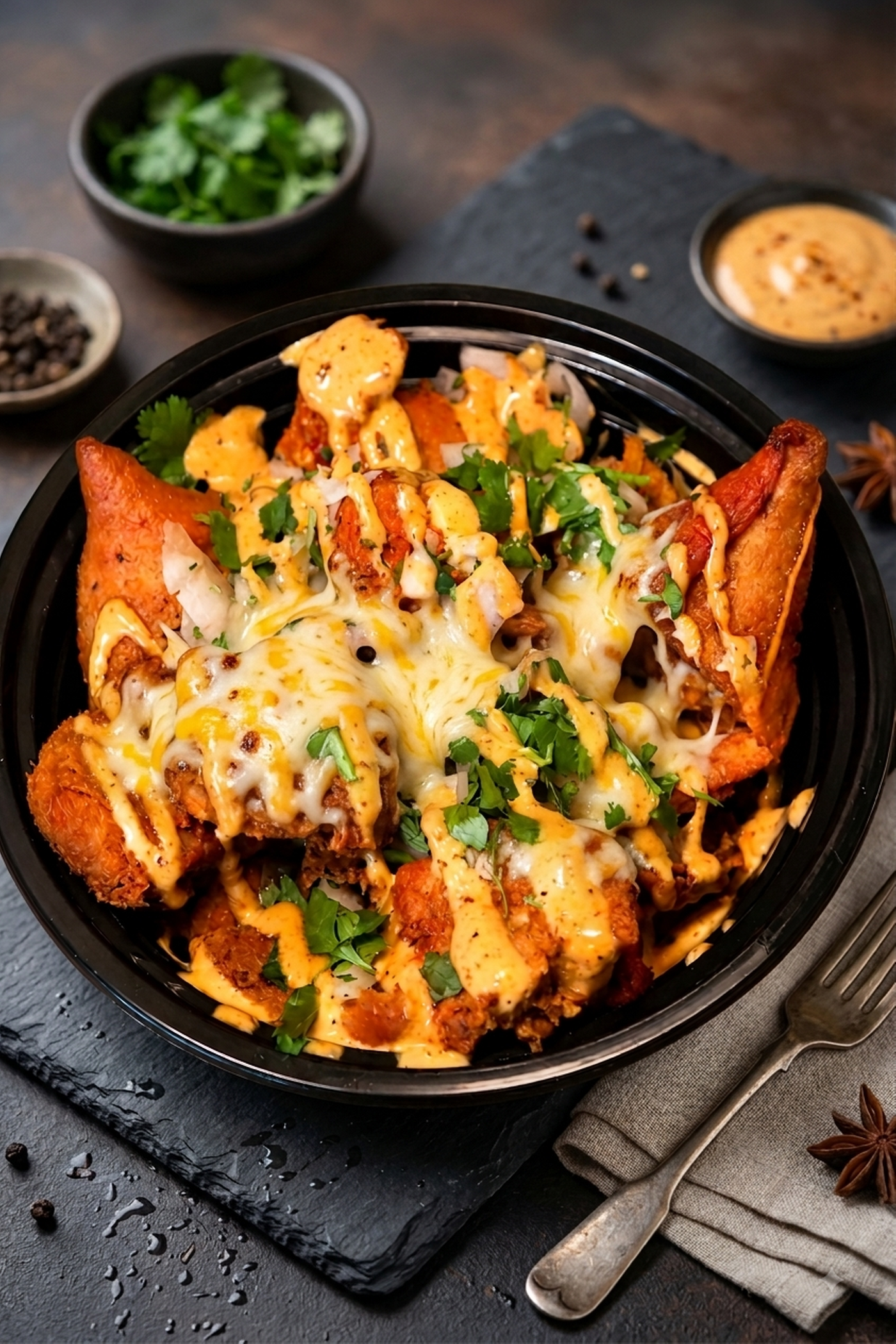 Loaded Samosa Chaat.