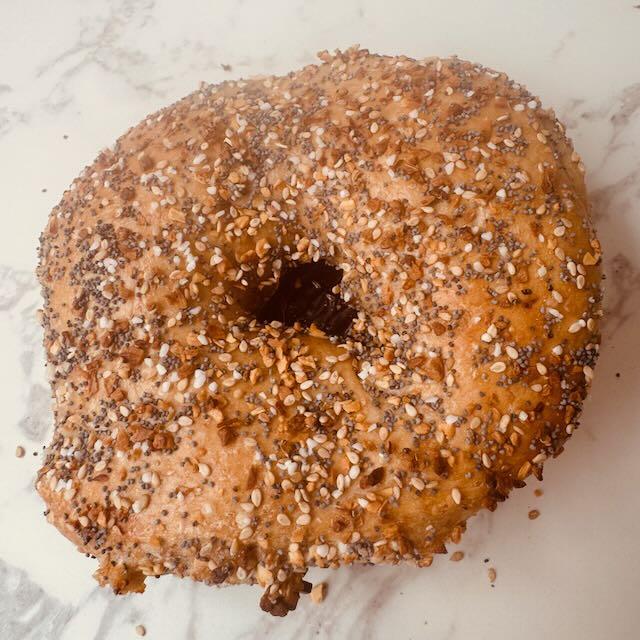 Flat Whole Wheat Everything Bagel.