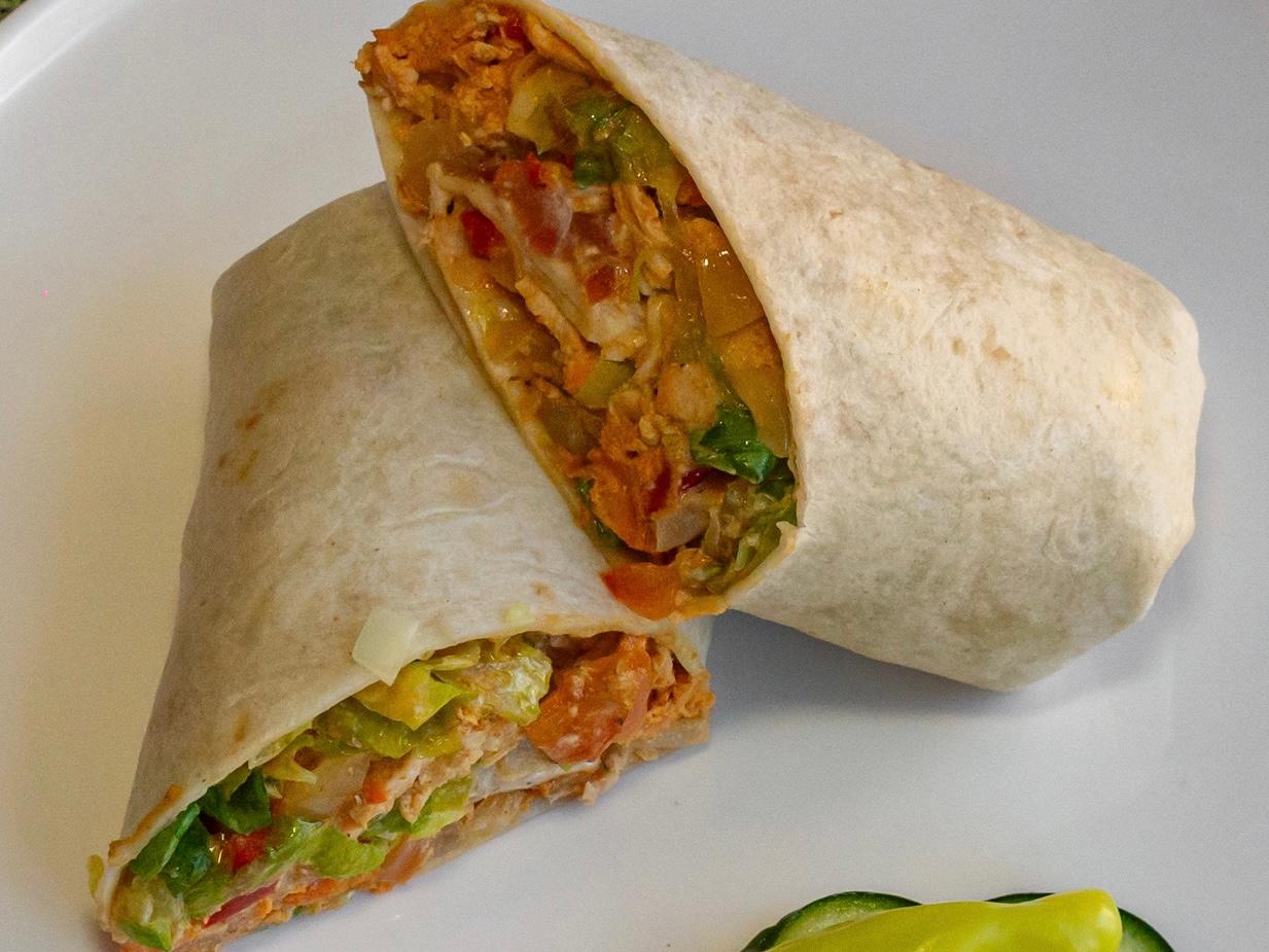 Chicken Wrap & Fries.