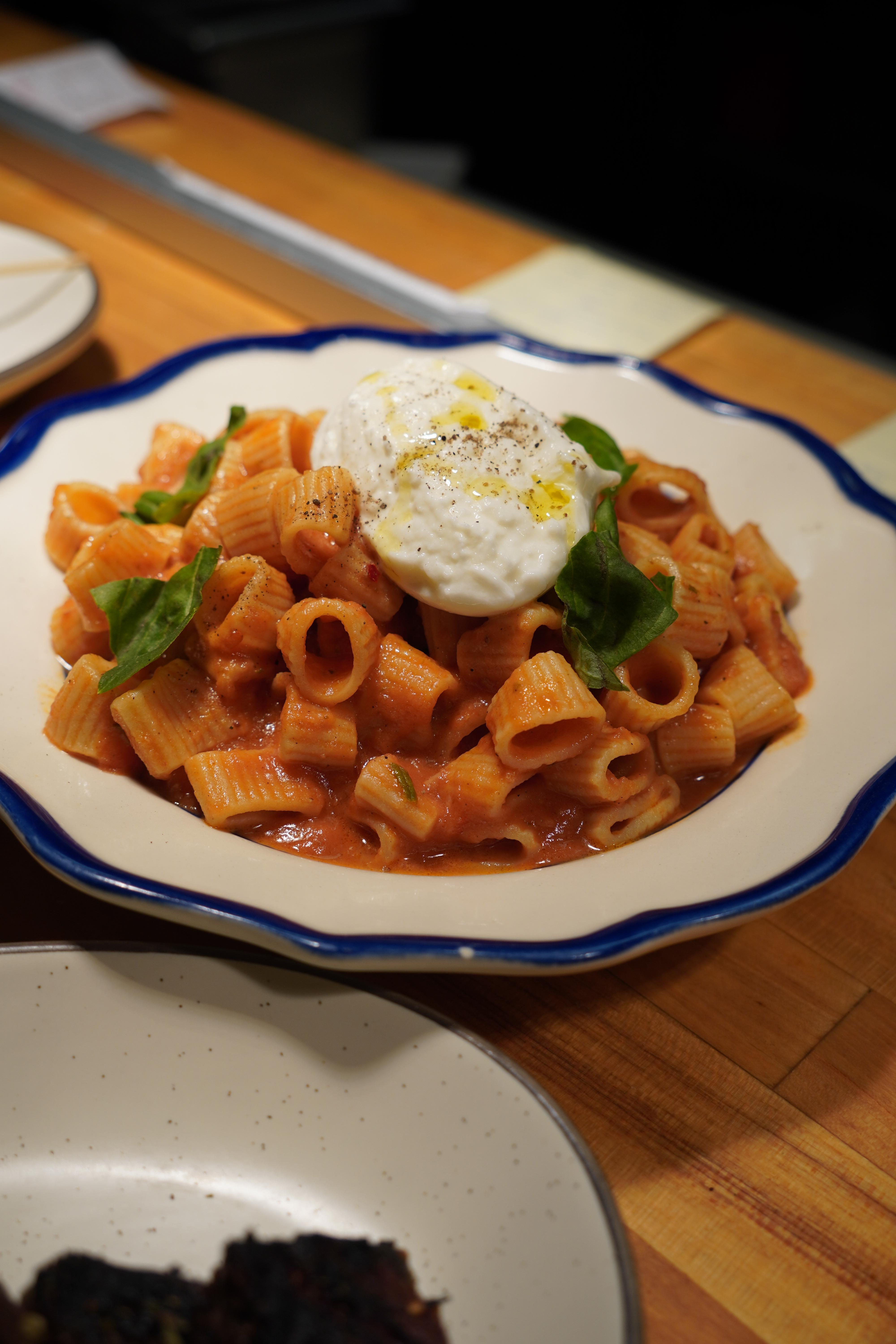 Burrata Vodka Mezze Rigatoni.