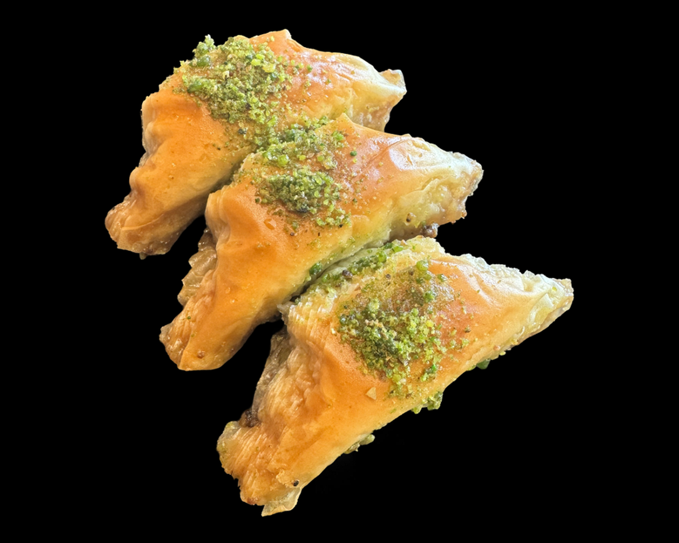 Triagnle Pistachio Baklava.