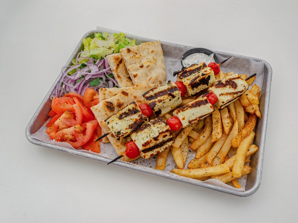 Halloumi Piato (Souvlaki Platter).
