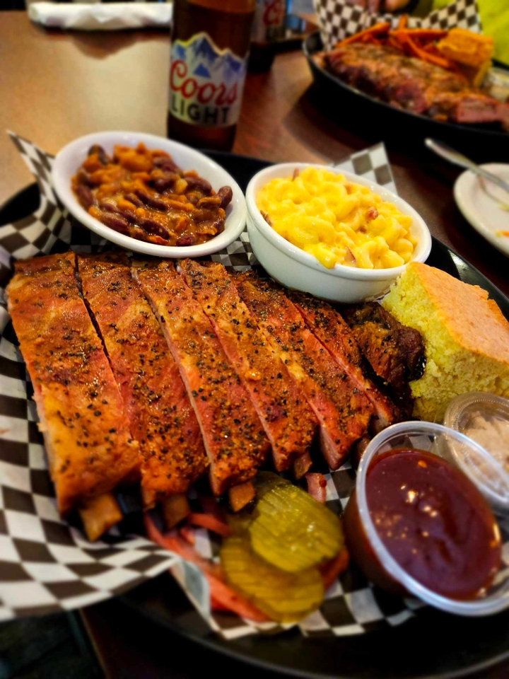 Full Rack Smoked Pork Rib Platter.