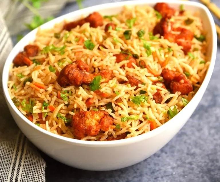 Hyderabadi Gobi Manchurian Biryani.