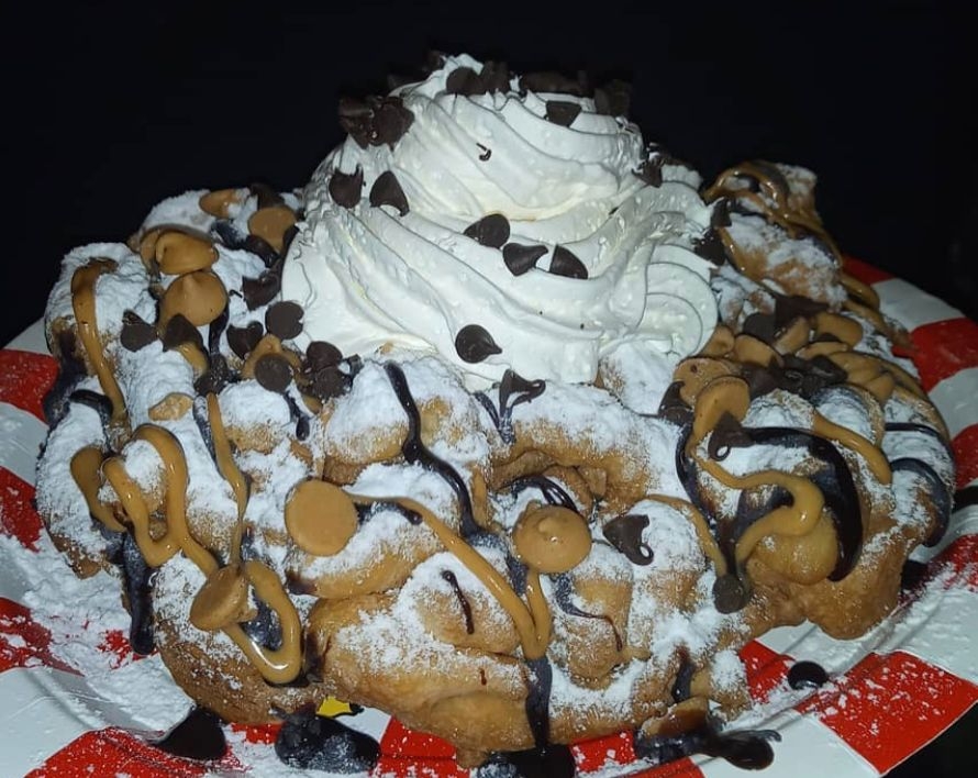 Choco-Peanut Funnel Cake.