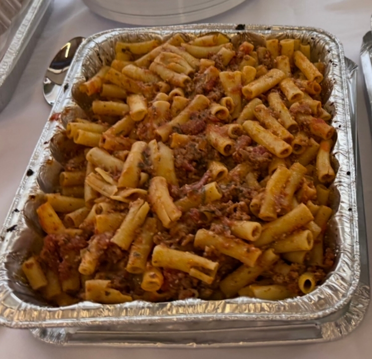 Half Tray Baked Ziti Bolognese.