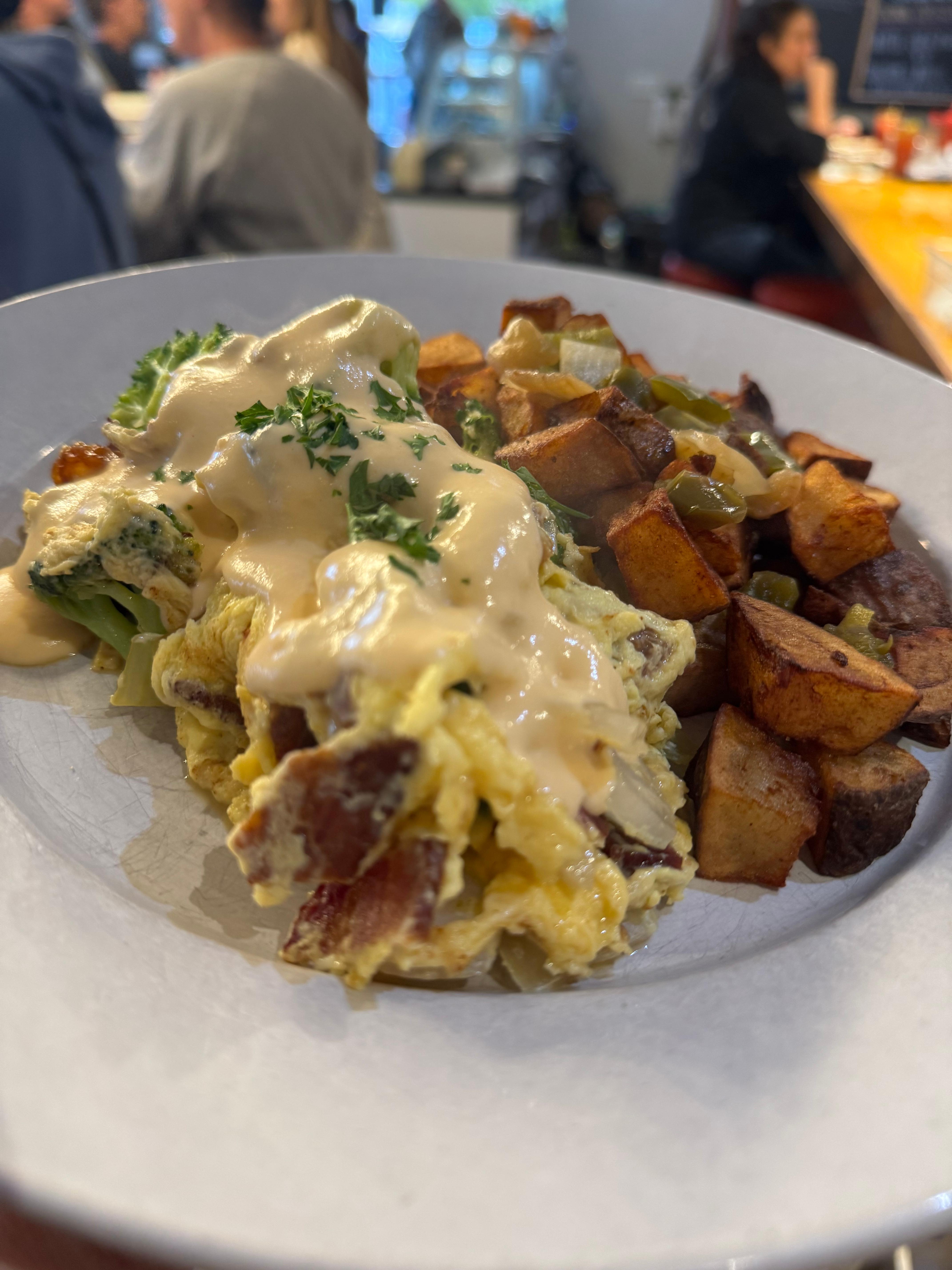 BACON, BROCCOLI SCRAMBLE.