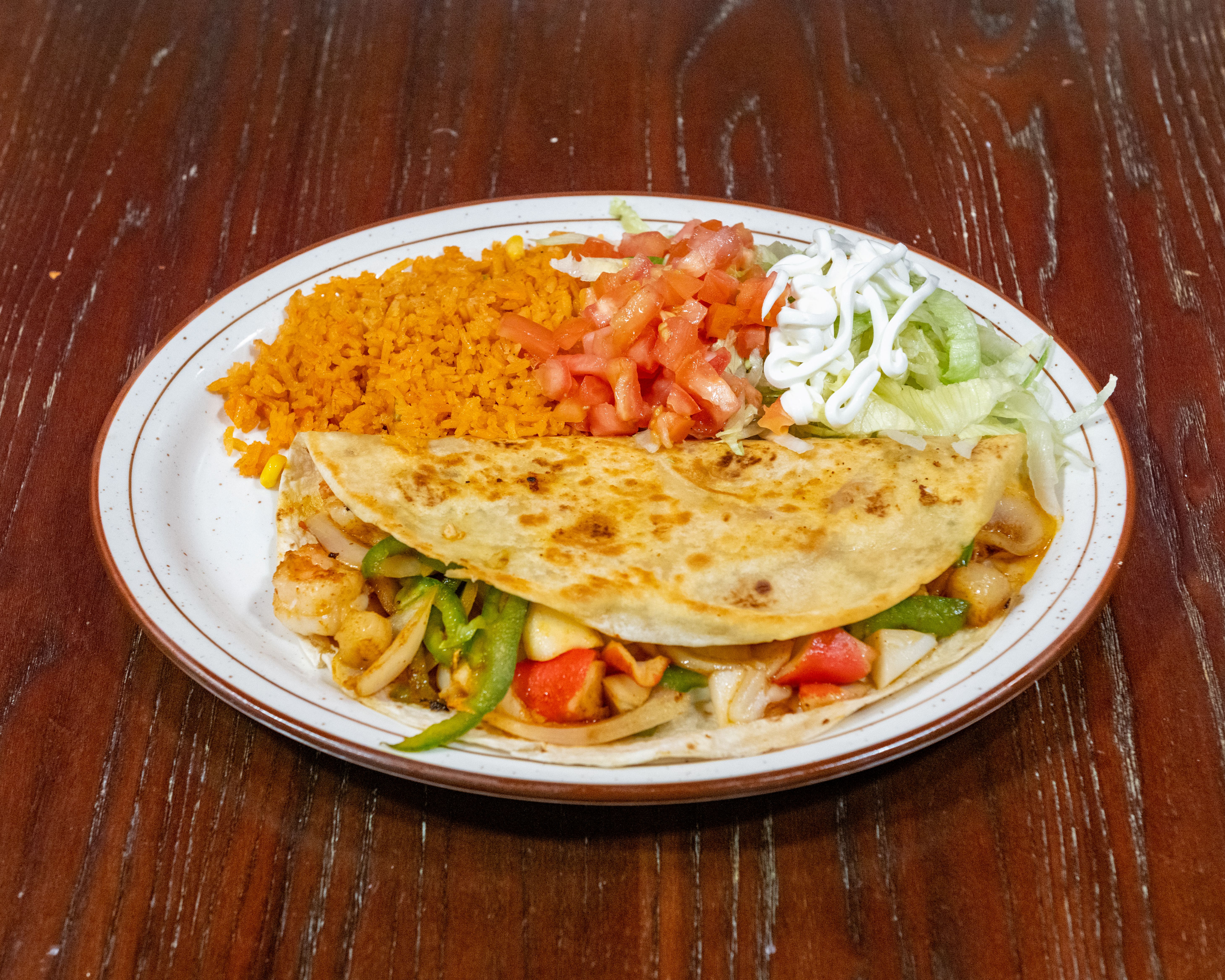 10" Seafood Quesadilla.