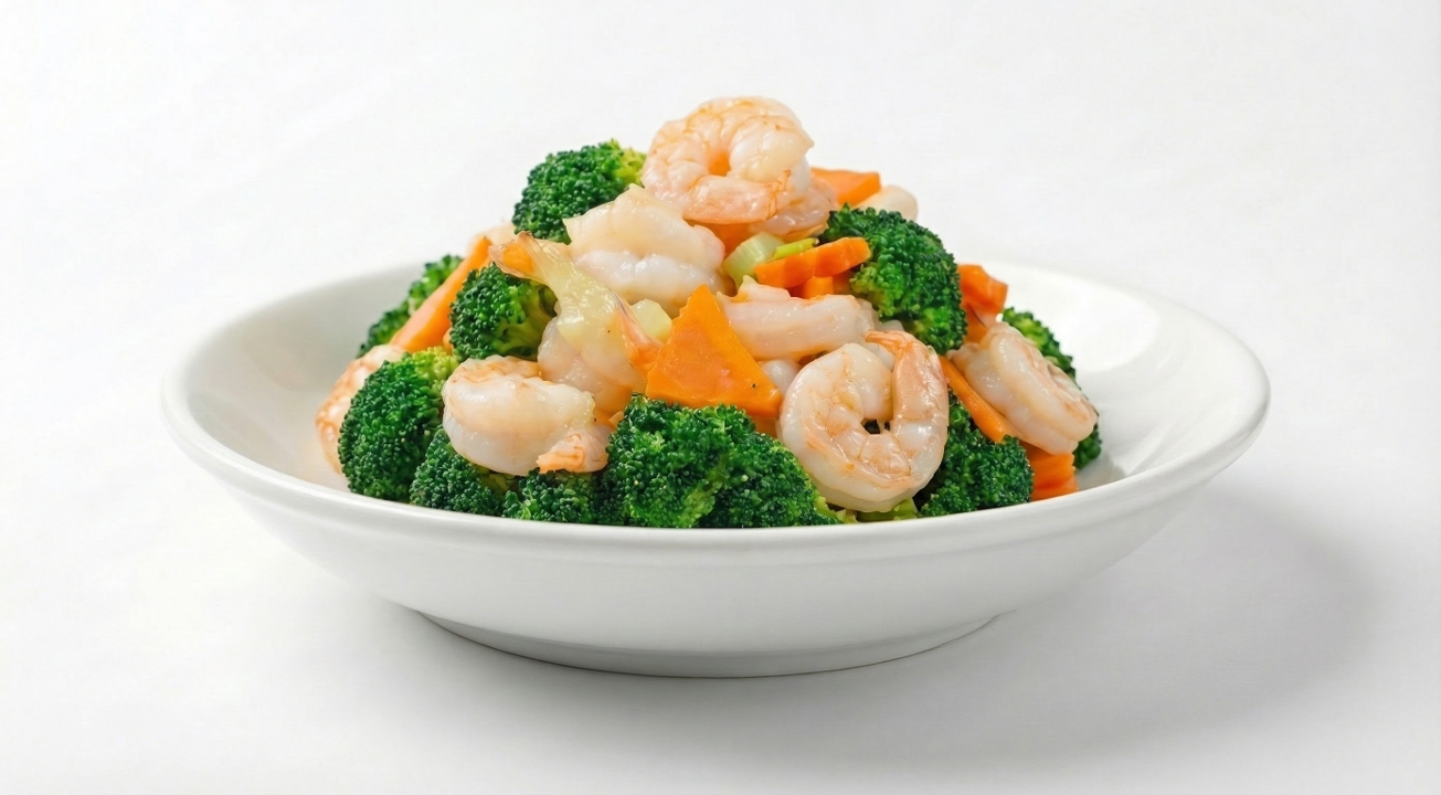 Shrimp and Broccoli - Clear Garlic Sauce.