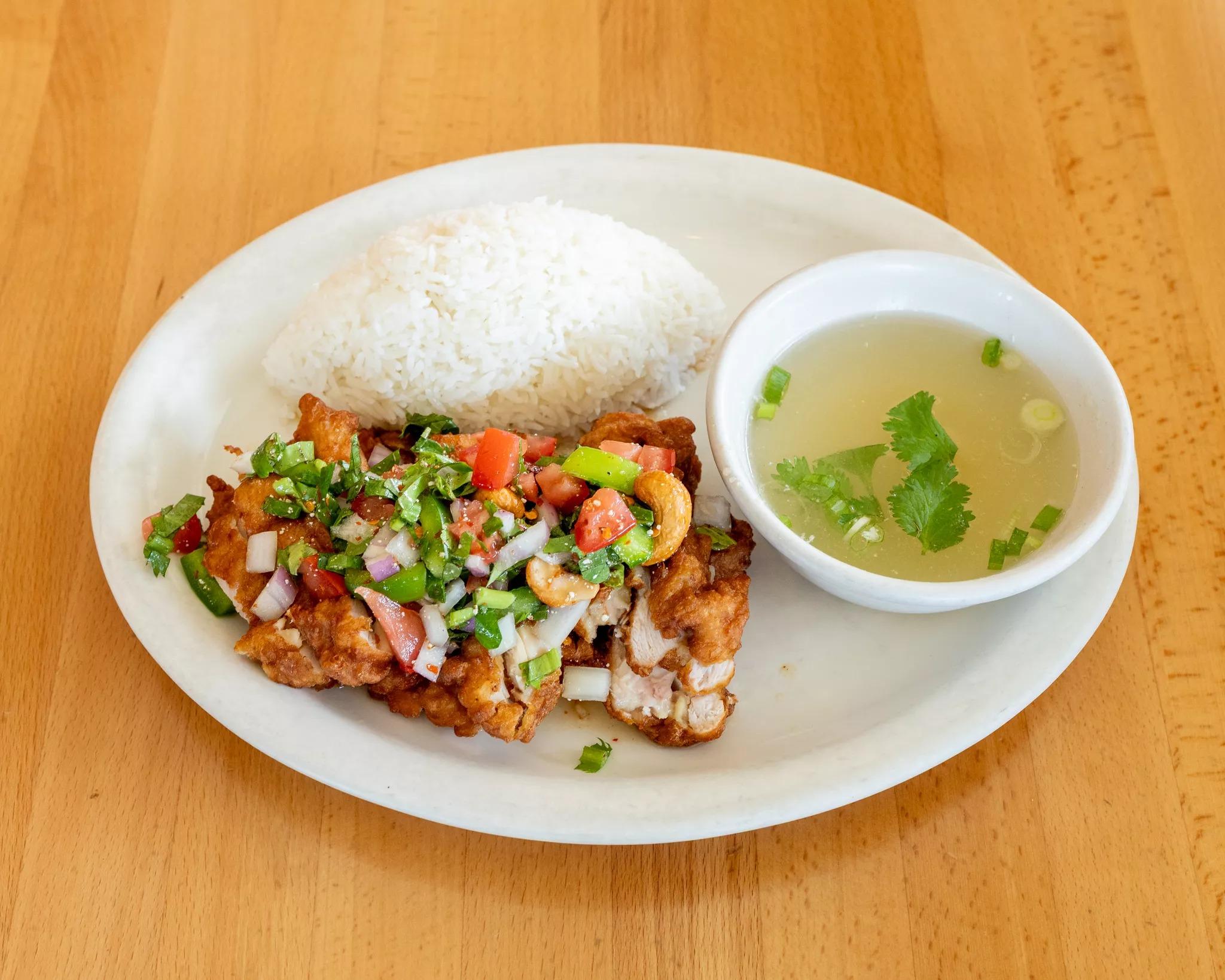 Spicy Crispy Chicken Rice.