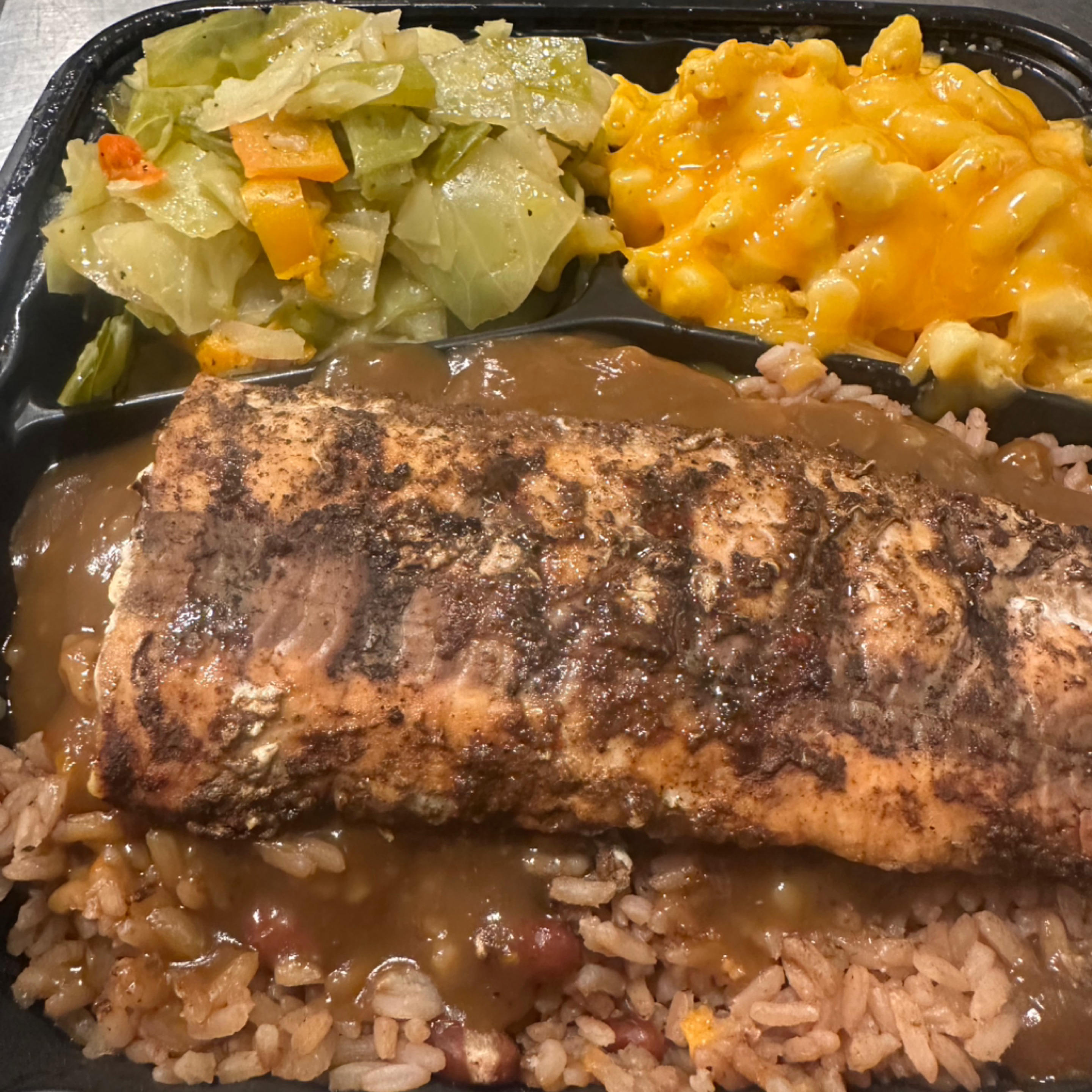 Jerk Salmon Dinner.