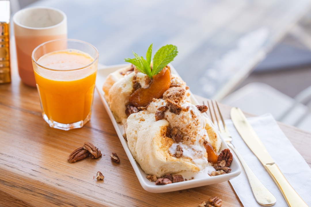Peach Pecan Crisp Pancake [Flavor of the Month].