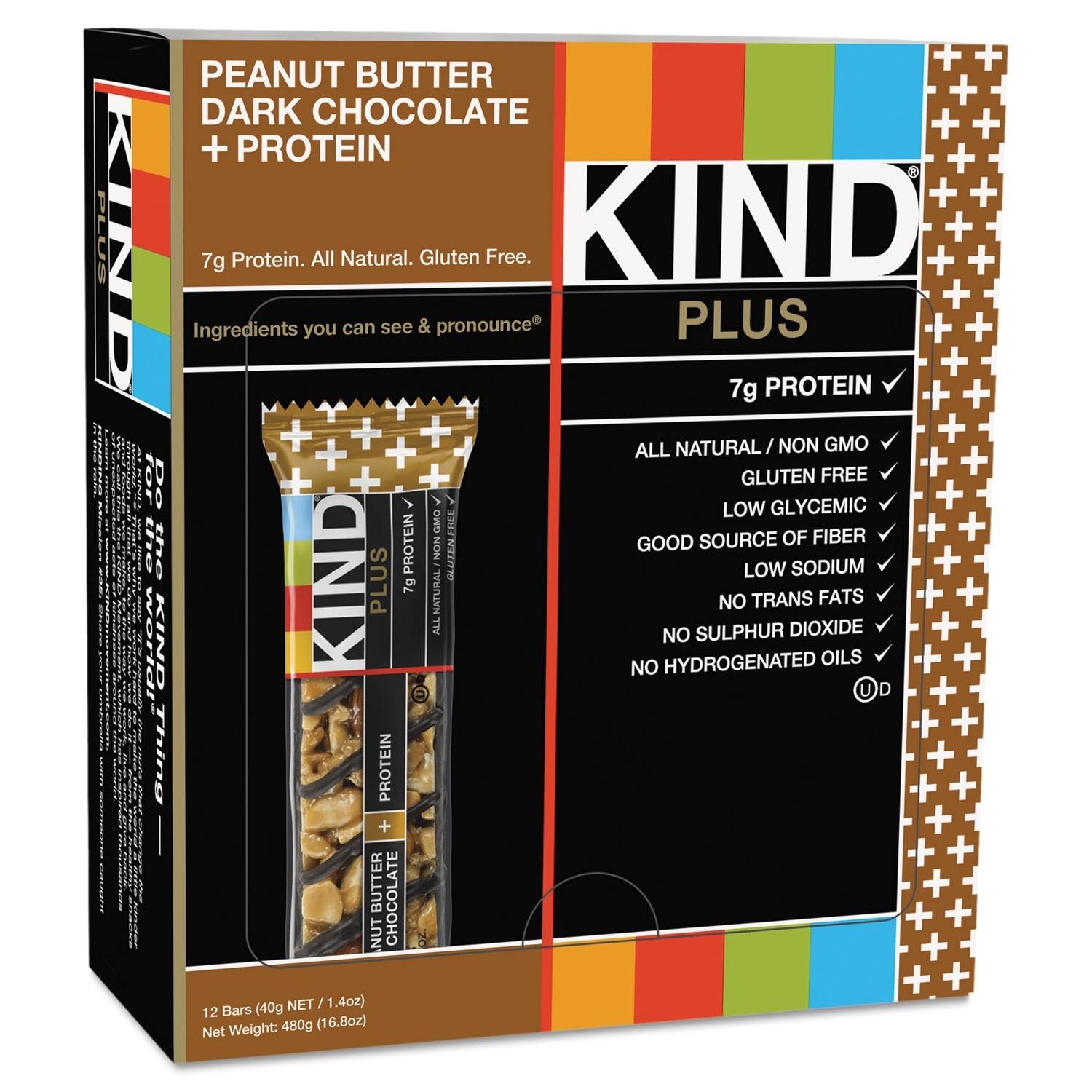 Kind Bar Peanut Butter Dark Chocolate Protein Bar  Gluten Free  1.4 Oz  12 Snack Bars.