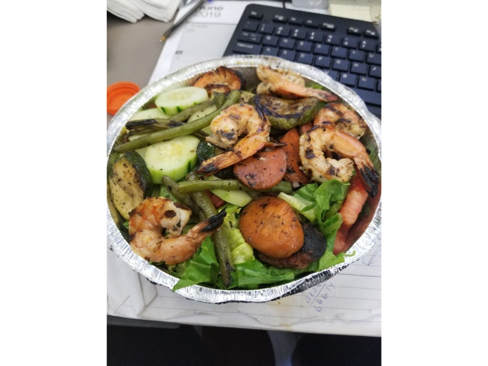 Grilled shrimp salad.