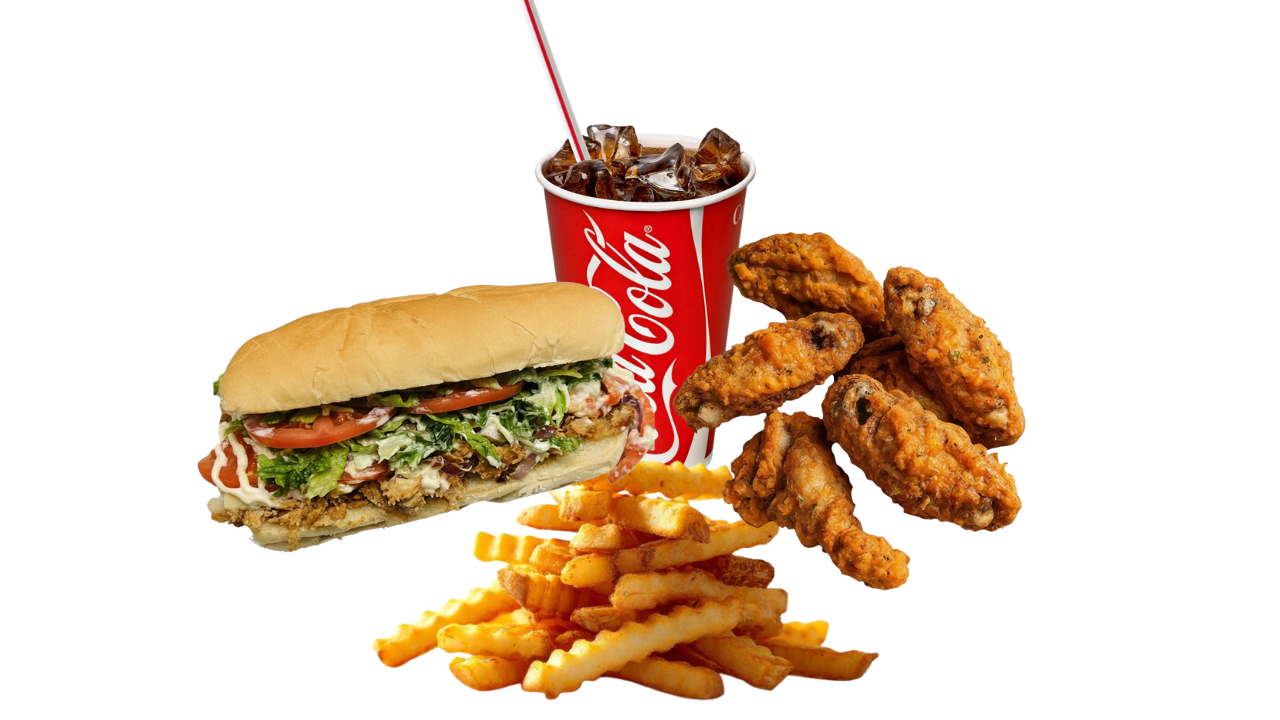 Cheesesteak, Wings, Fries & Drink Combo.