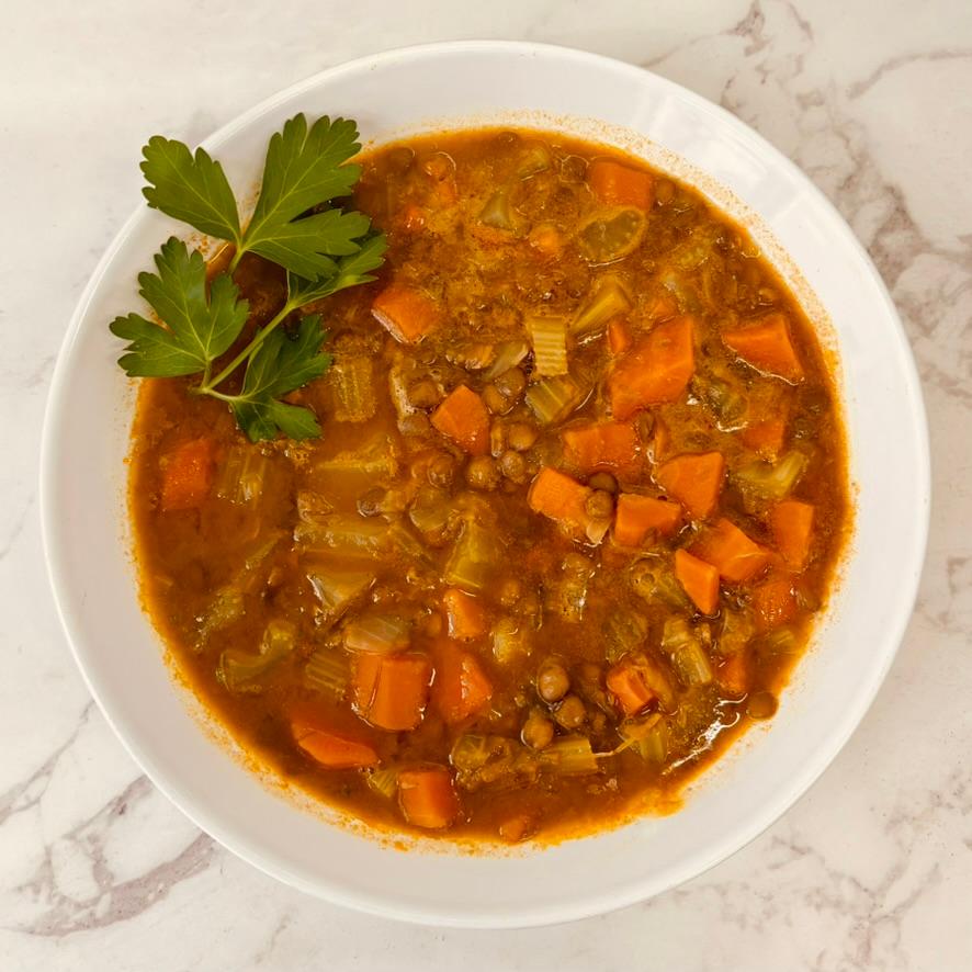 Lentil-Vegetable Soup (vegan).