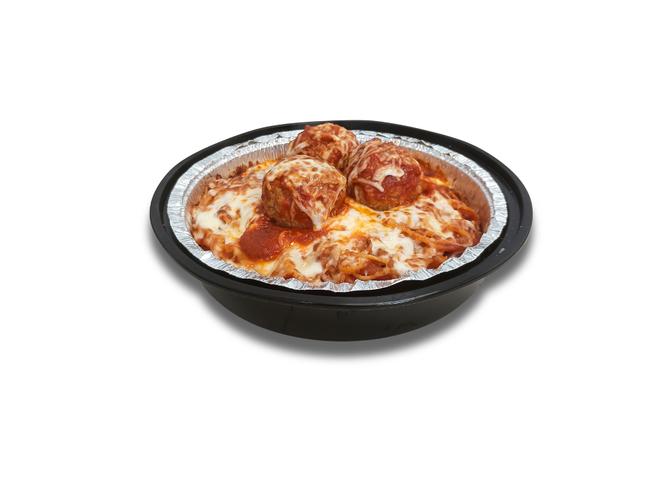 Oven Baked Spaghetti & Meatballs.