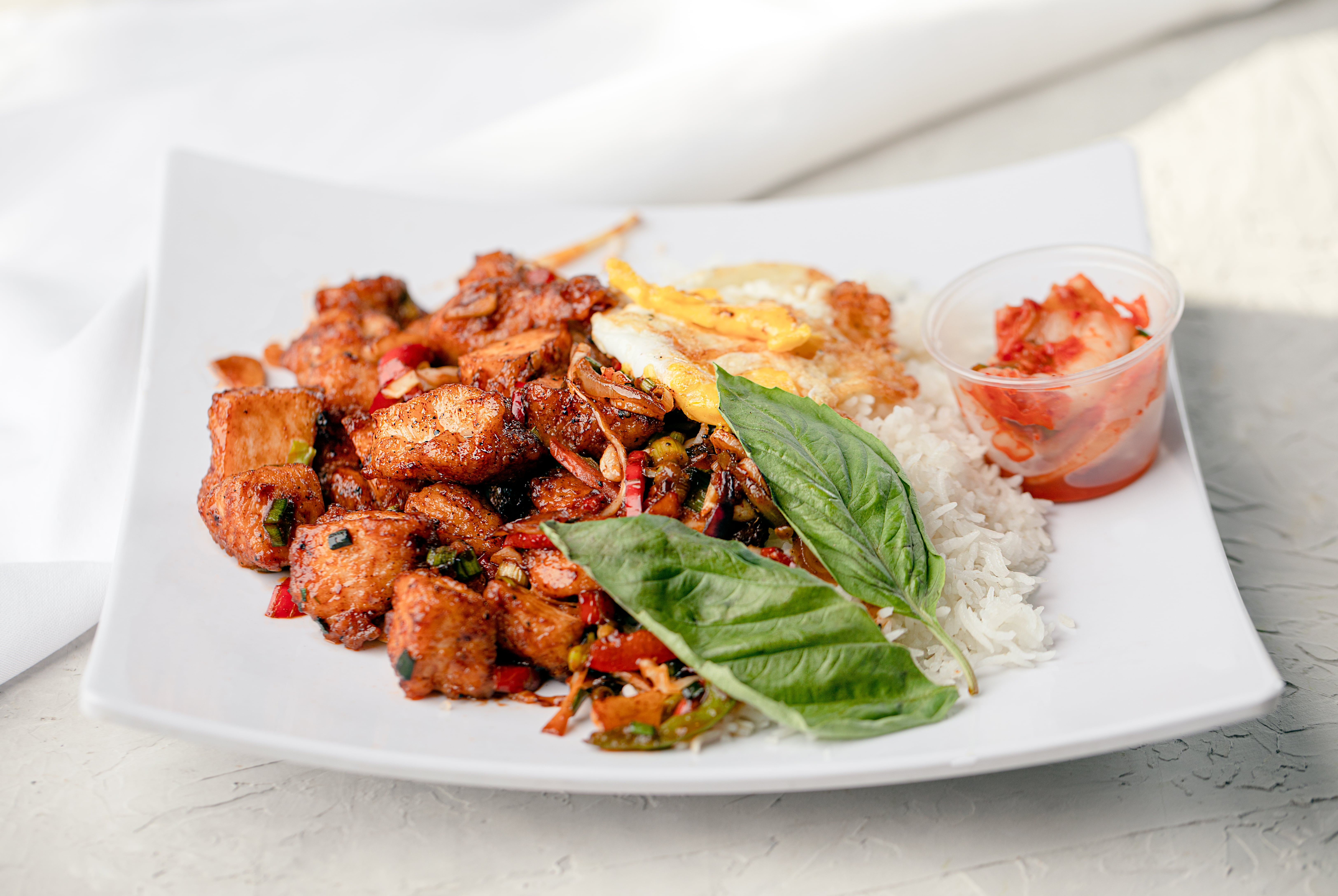 Spicy Basil Chicken Stir Fry.