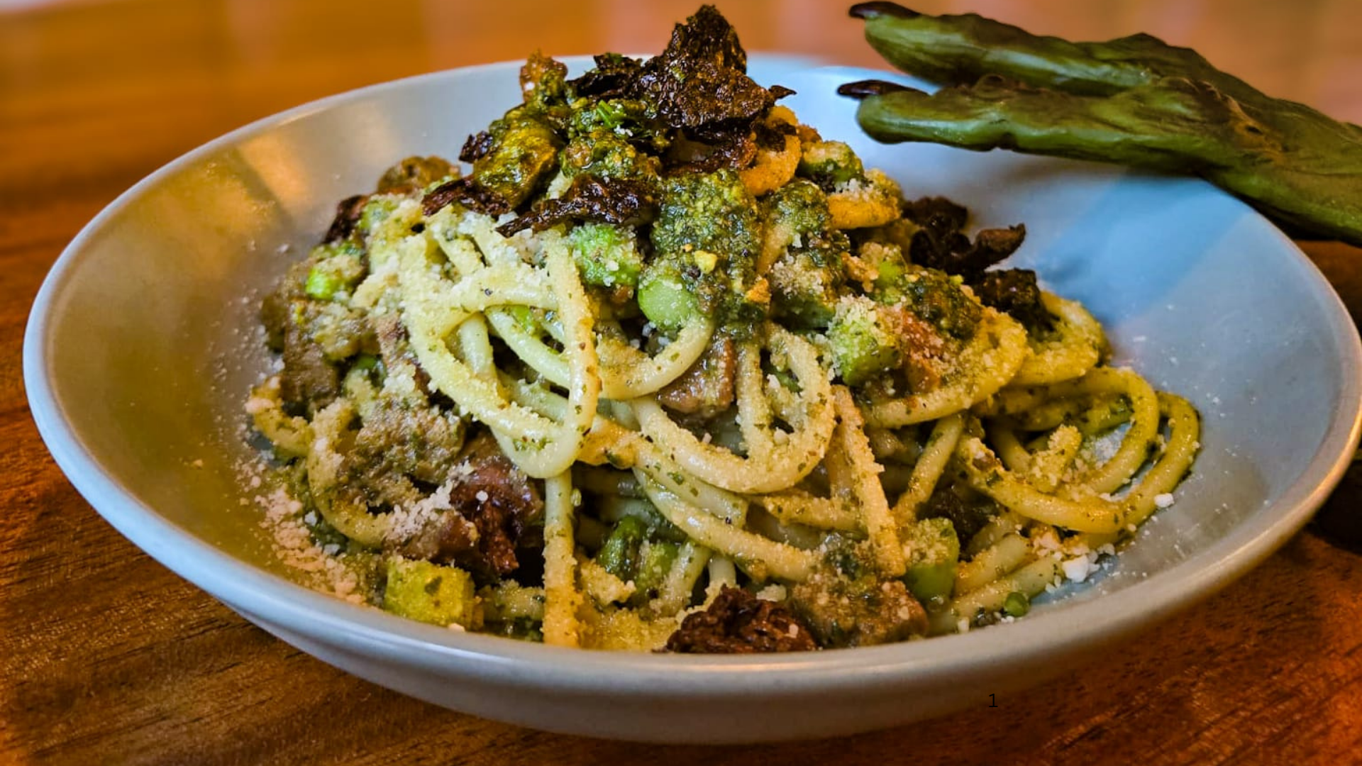 Pistachio Pesto Bucatini.