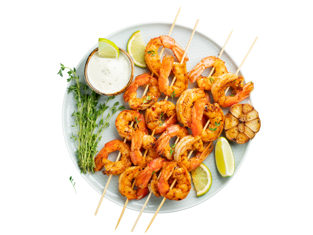 8 Grilled Shrimp w/ Hand Cut Fries.