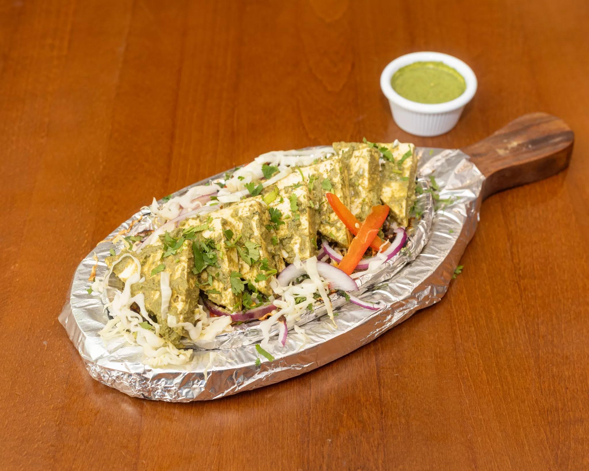 Hariyali Paneer Tikka.