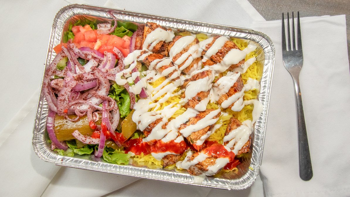 Chicken Kebab Over Rice.