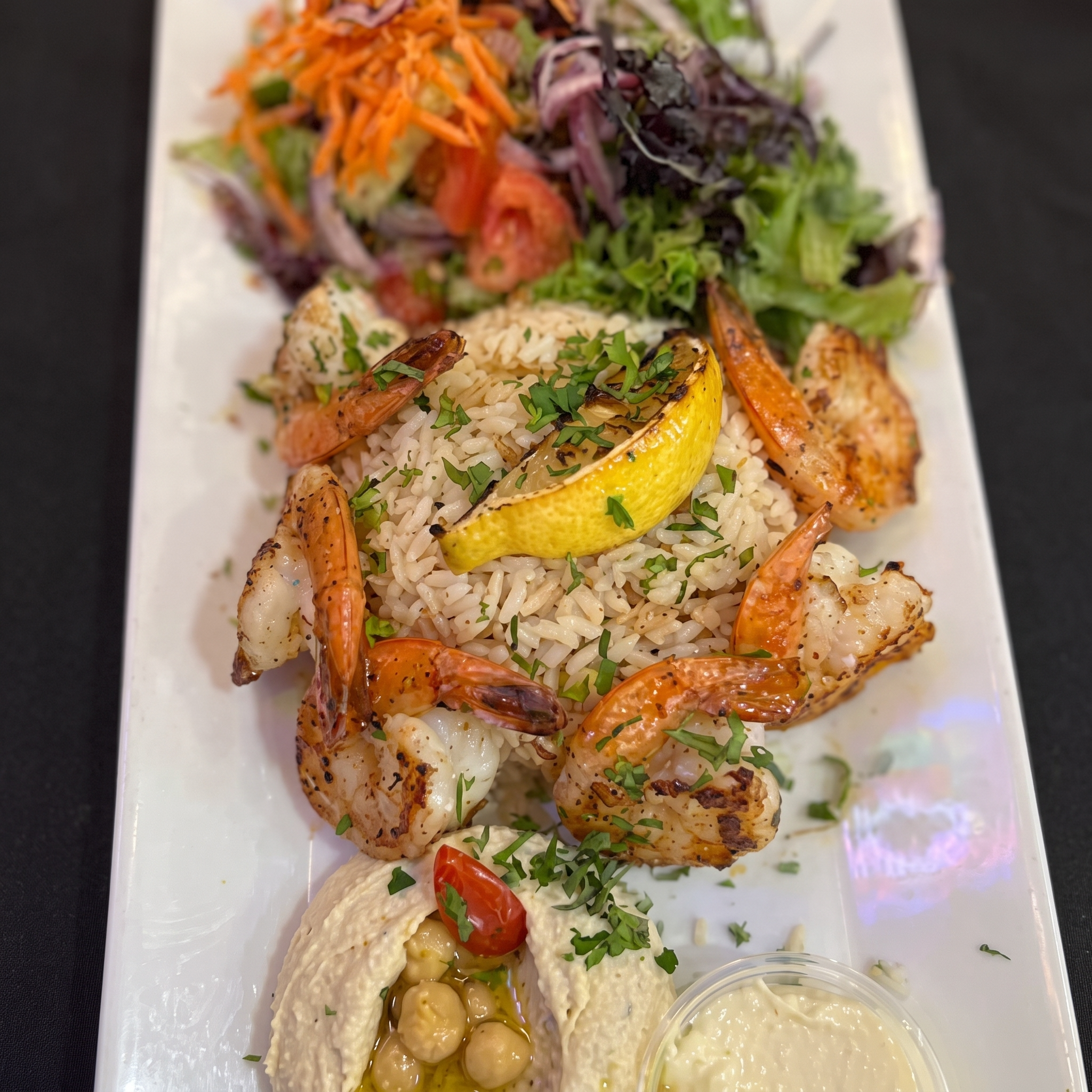 Shrimp Kabob Platter.