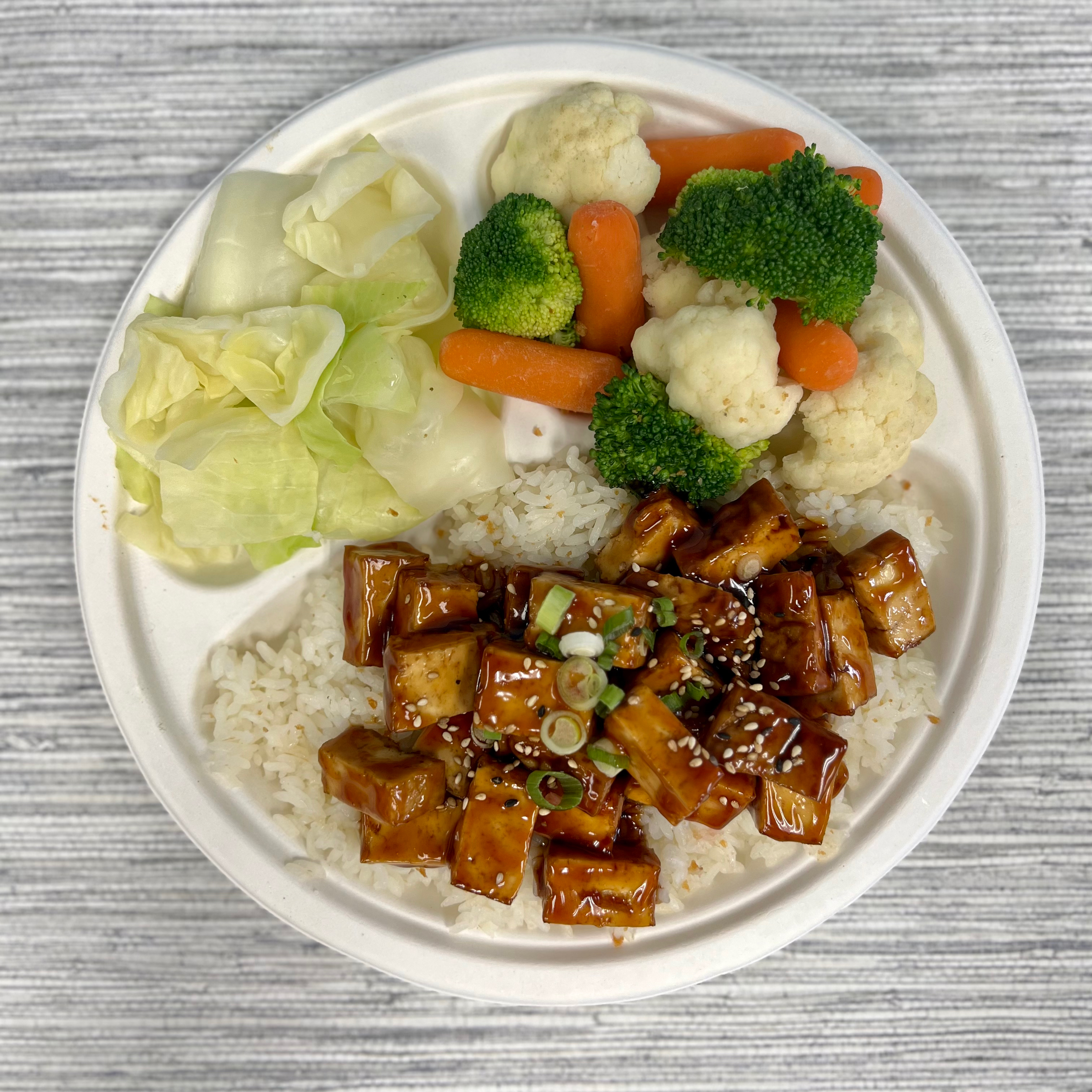 Teriyaki Tofu Plate Lunch.
