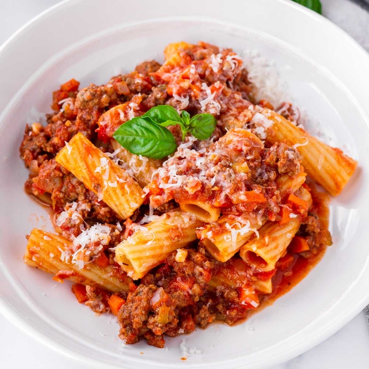 Rigatoni Bolognese.